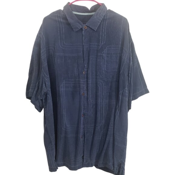 CT1872 Tommy Bahama Blue 100% Silk Shirt XXL - Picture 1 of 3